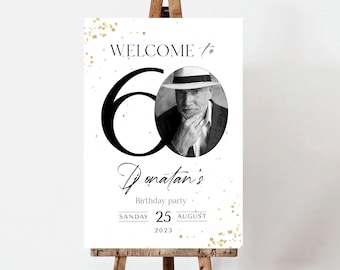 60th Birthday Welcome Sign Adult Sixty Years Banner Anniversary Welcome Poster Editable Template Printable Birthday Sign Instant Download