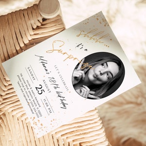 Surprise 30th Birthday Invitation with Photo: Elegant Minimalist Template (Digital Download) image 4