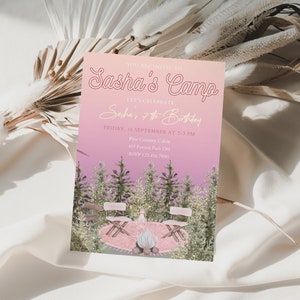 Girl Camping Birthday Invitation: Adventure Party Invite (Digital Download) image 2