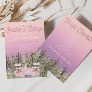 Girl Camping Birthday Invitation: Adventure Party Invite (Digital Download) image 1
