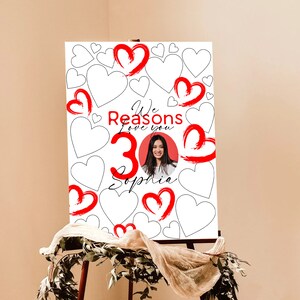 30 Reasons We Love You Template with Photo 30th Anniversary Gift For Her Thirty Birthday Guest Book Things I Love Printable Party Decoration