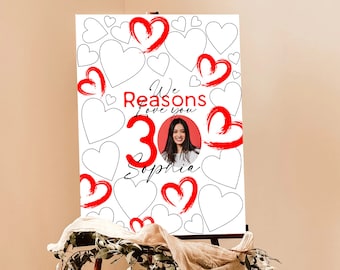 30 Reasons We Love You Template with Photo 30th Anniversary Gift For Her Thirty Birthday Guest Book Things I Love Printable Party Decoration