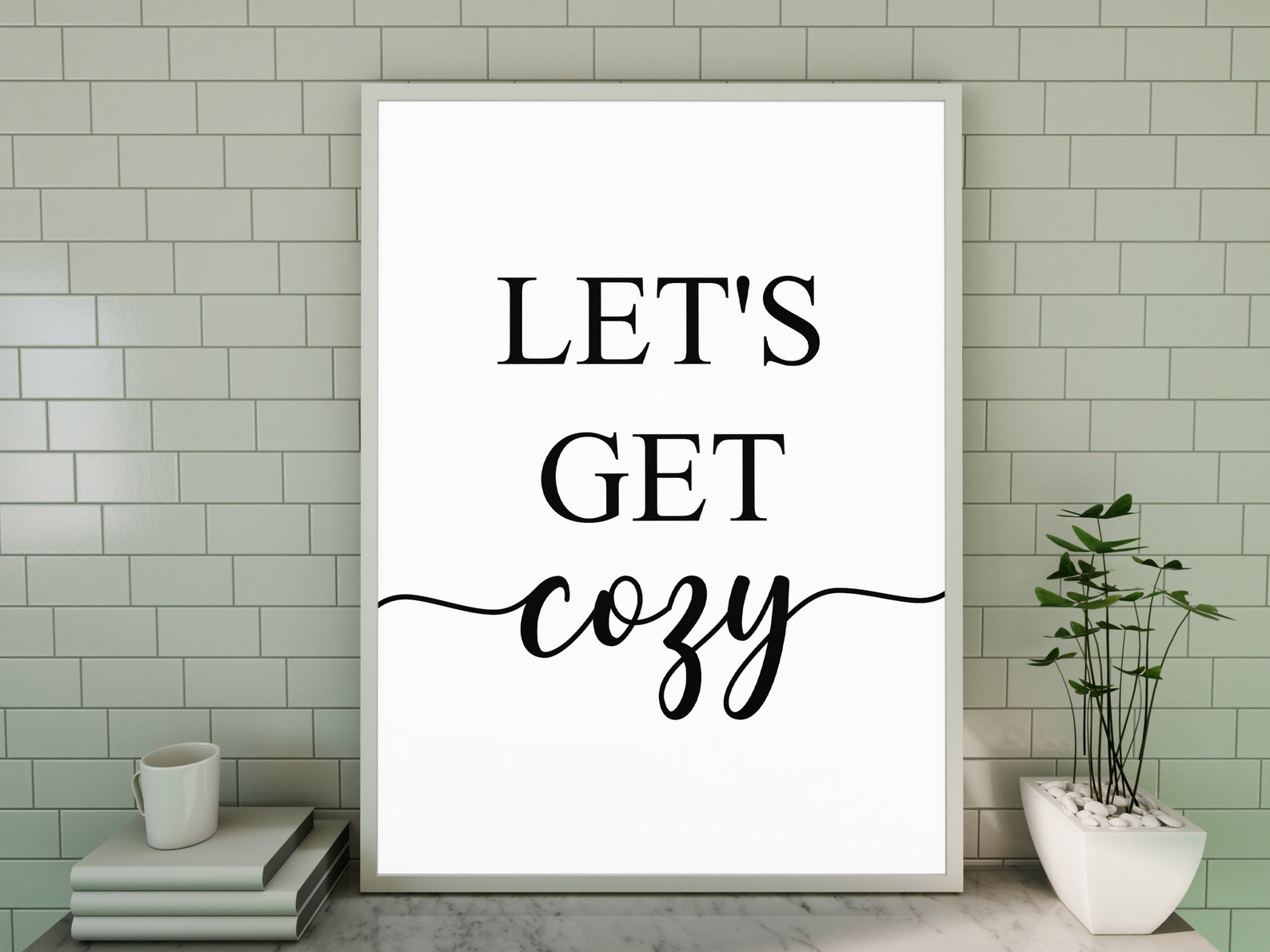 Let's Get Cozy Printable Art Funny Bedroom Art Let's | Etsy