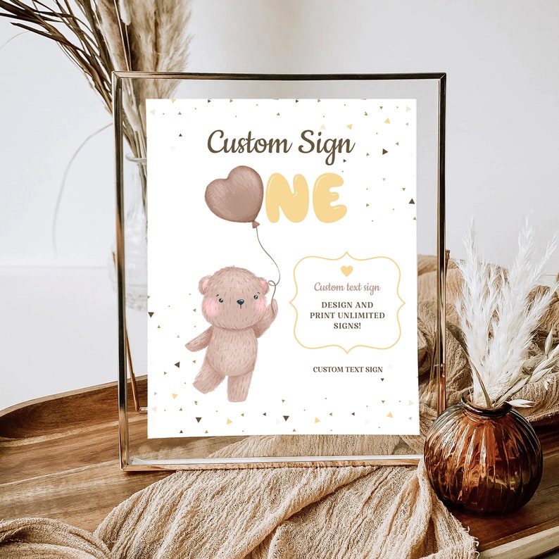 Teddy Bear 1st Birthday Invitation Bundle (Digital Download) image 3