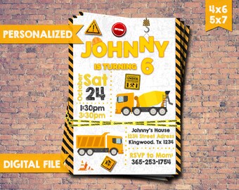 Construction Birthday Invitation , Construction Invitation, Construction Birthday, Construction Party, Construction Card, Printables