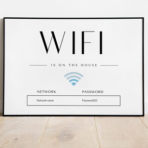 Mall för wifi-lösenordsskylt: Gästrumsinredning (digital nedladdning) bild 3