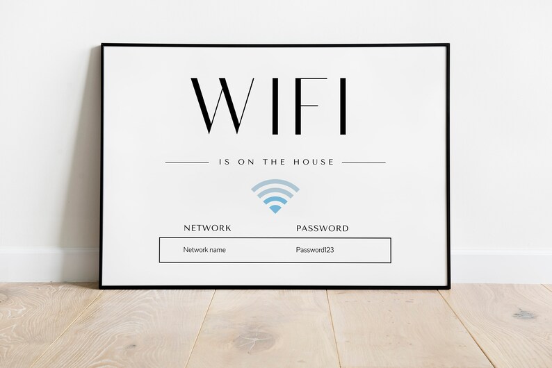 Mall för wifi-lösenordsskylt: Gästrumsinredning (digital nedladdning) bild 3