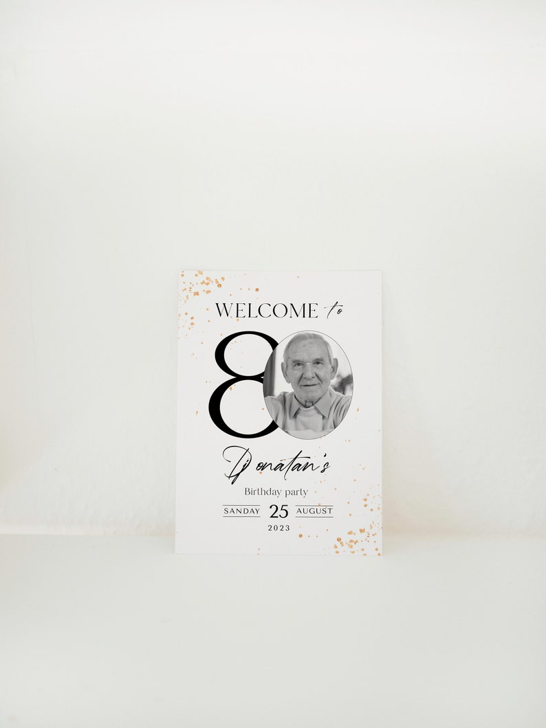 80th Birthday Welcome Sign: Editable Party Banner (Digital Download) image 2