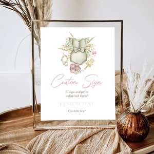Boho Girl Baby Shower Custom Sign: Editable Text (Digital Download) image 1
