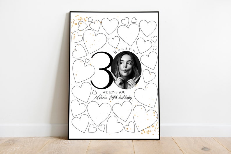 30 Reasons We Love You Template: 30th Birthday Gift (Digital Download) image 2