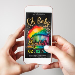 Rainbow Baby Shower Invitation: Colorful Cloud Evite (Digital) image 4
