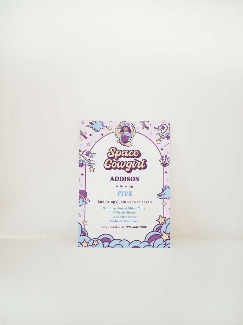 Space Cowgirl Birthday Invitation: Rustic Ranch Party (Digital Download) image 3