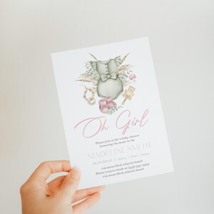 Boho Girl Baby Shower Invitation: Editable Bohemian Party Invite (Digital Download) image 4