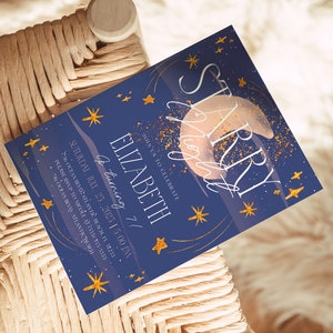Starry Night Birthday Invitation: Galaxy Space Party (Editable Digital Template) image 2