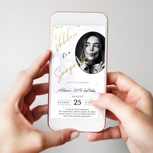 Invito fotografico a sorpresa per compleanno: invito elettronico modificabile (digitale) immagine 3