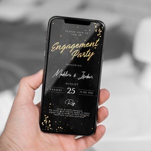 Christmas Engagement Party Electronic Invitation, Electronic Instant Editable Template We&#39;re Engaged Party Text Message Invite Digital