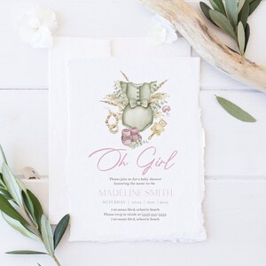 Boho Girl Baby Shower Invitation: Editable Bohemian Party Invite (Digital Download) image 2