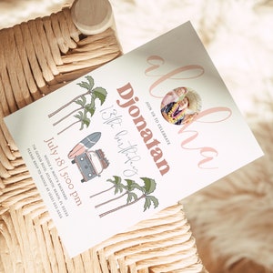 Tropical Aloha Birthday Invitation: Surfing Luau Party (Digital) image 3