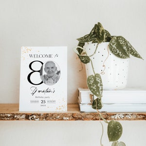 80th Birthday Welcome Sign: Editable Party Banner (Digital Download) image 3
