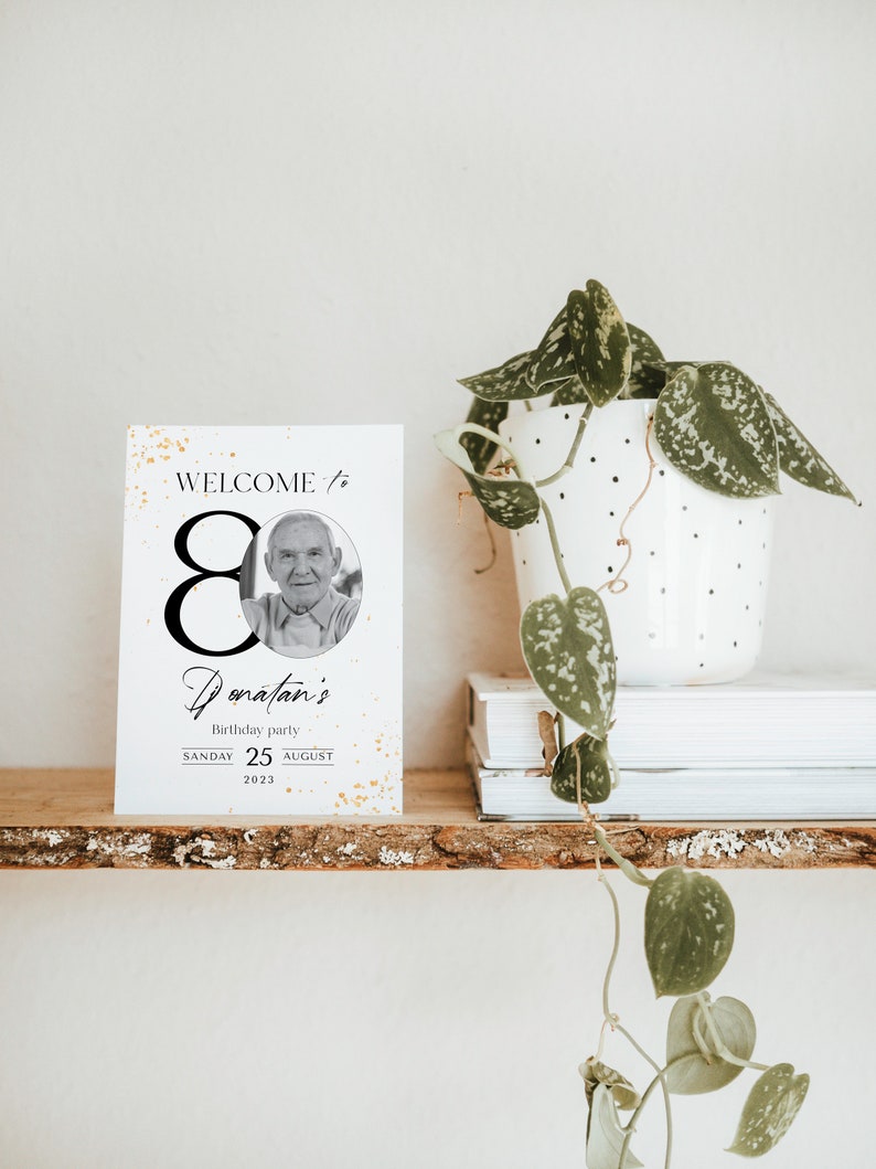 80th Birthday Welcome Sign: Editable Party Banner (Digital Download) image 3