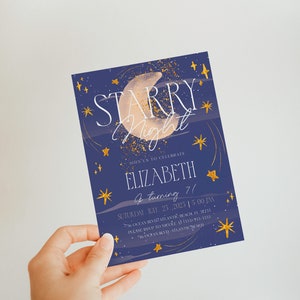 Starry Night Birthday Invitation: Galaxy Space Party (Editable Digital Template) image 3