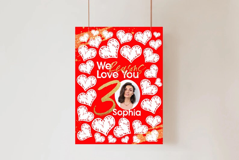 30 Reasons We Love You Template with Photo Thirty Things For Love Womens Thirty Anniversary Printable Banner 30th Birthday Memory Gift image 6