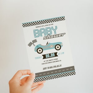 Race Car Baby Shower Invitation, Racing Theme Baby Shower Party Invite ...