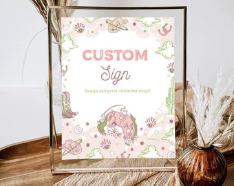 Cowgirl First Birthday Custom Sign, Country Rustic Girl Custom Banner, Wild West Custom Invite Template, Printable 1st Rodeo Custom Sign
