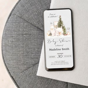 Winter Wonderland Baby Shower Invitation: Christmas Evite (Digital Download) image 3