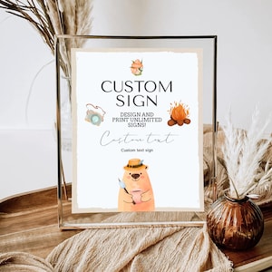 Camping Baby Shower Custom Sign, Little Camper Is On The Way Party Custom Text Banner, Outdoor Campfire Gender Neutral Baby Shower Sign