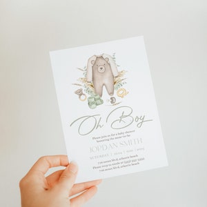 Boho Bear Baby Shower Invitation: Editable Party Invite (Digital Download) image 3