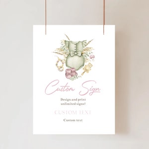 Boho Girl Baby Shower Custom Sign: Editable Text (Digital Download) image 2