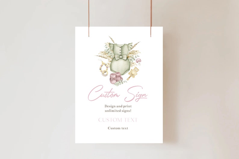 Boho Girl Baby Shower Custom Sign: Editable Text (Digital Download) image 2