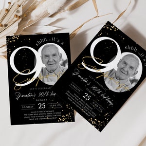 Inbjudan till 90-årsdag: Överraskningsfest i svart och guld (digital nedladdning) bild 5