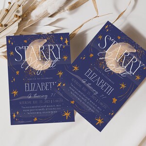 Starry Night Birthday Invitation: Galaxy Space Party (Editable Digital Template) image 4