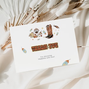 Cowboy Baby Shower Thank You Card, Western Theme Boy Shower Party Printable Thank You, Country Rustic Theme Editable Thank You Card Template