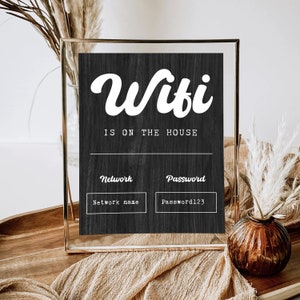 Wifi Wachtwoord Teken Airbnb Wi-Fi Netwerk Teken Verhuur Huis Airbnb Info Card Gast Aankomst Gids Wifi Informatie Sjabloon Bewerkbare Download