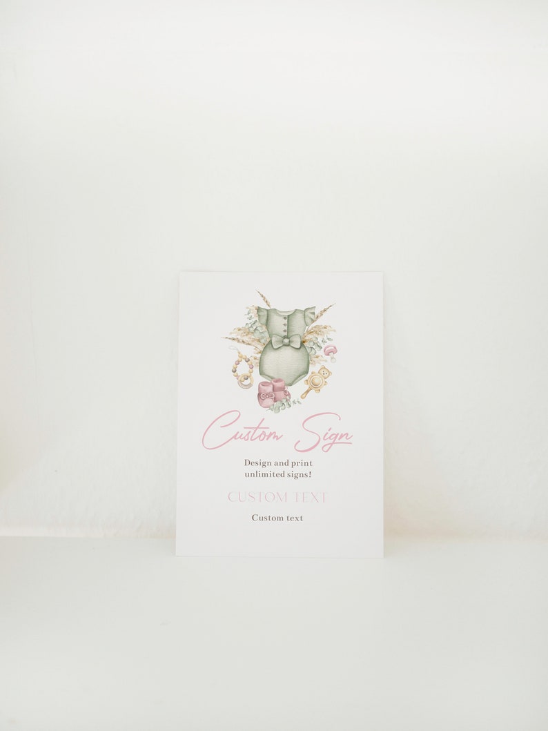 Boho Girl Baby Shower Custom Sign: Editable Text (Digital Download) image 5