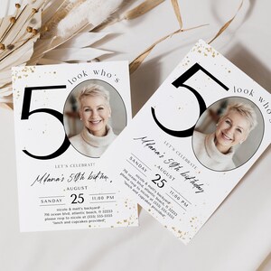 50th Birthday Invitation Template: Photo, Black and White (Digital Download) image 3
