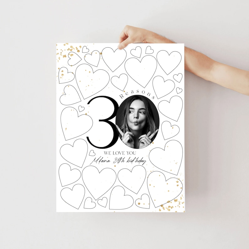 30 Reasons We Love You Template: 30th Birthday Gift (Digital Download) image 1