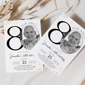 80th Birthday Invitation With Photo: Editable Printable Template image 3