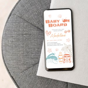Tropical Beach Baby Shower Electronic Invitation: Surfboard Luau (Digital Phone Evite) image 5