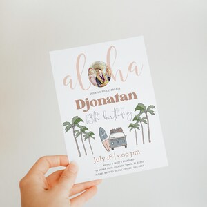 Tropical Aloha Birthday Invitation: Surfing Luau Party (Digital) image 4