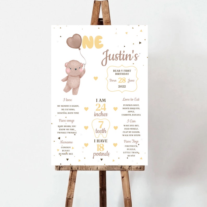 Teddy Bear 1st Birthday Invitation Bundle (Digital Download) image 8