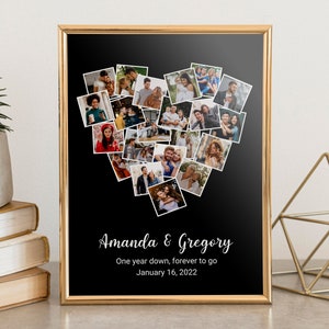 Personalized Heart Photo Collage, Valentine photo collage, Gift for Boyfriend, Family Photo Collage, One year Anniversary Gift