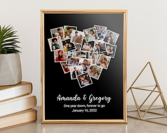 Personalized Heart Photo Collage, Valentine photo collage, Gift for Boyfriend, Family Photo Collage, One year Anniversary Gift