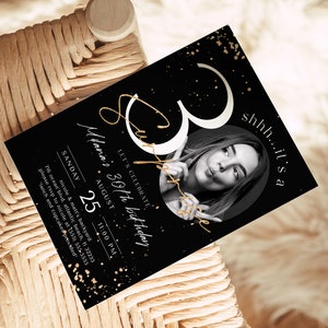 Black & Gold 30th Birthday Invitation: Surprise Party (Digital Download) image 4