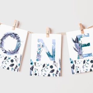 Winter Onederland Boy First Birthday High Chair Banner,  Winter First Boy Birthday Chair Banner One, 1st Birthday Holiday Style Hanging Sign