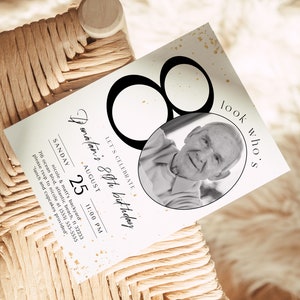 80th Birthday Invitation With Photo: Editable Printable Template image 5