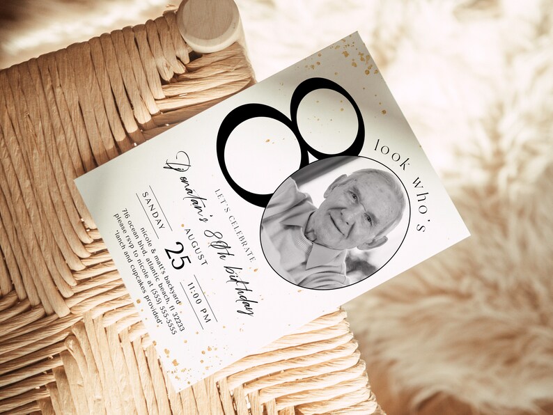 80th Birthday Invitation With Photo: Editable Printable Template image 5